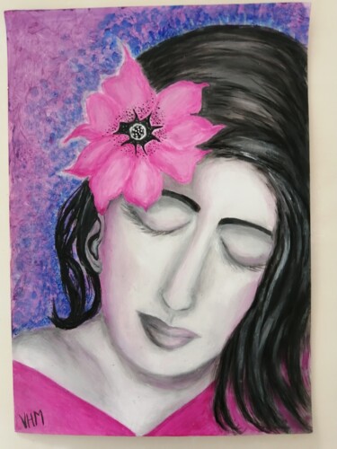 Painting titled "Repos eternel" by Viviane Henry Machemin, Original Artwork, Acrylic