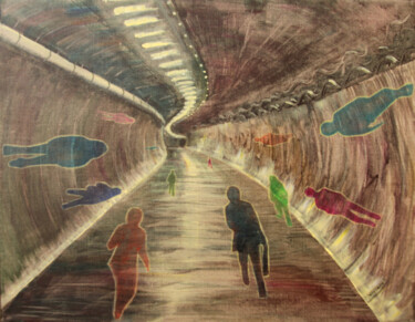 Malerei mit dem Titel "Le tunnel" von Viviane Risser, Original-Kunstwerk, Acryl