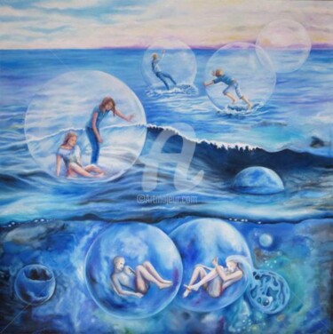 Peinture intitulée "des bulles sur l'eau" par Viviane Sermonat, Œuvre d'art originale, Huile