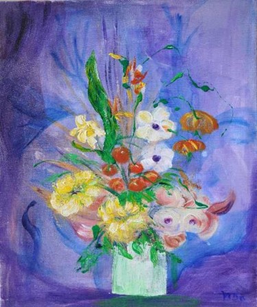 Peinture intitulée "composition florale…" par Viba, Œuvre d'art originale