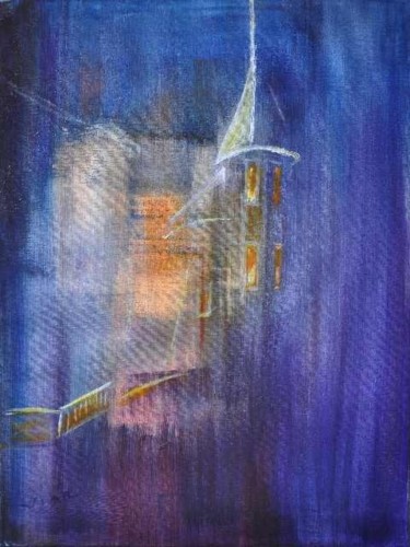Peinture intitulée "un soir par ici" par Viba, Œuvre d'art originale