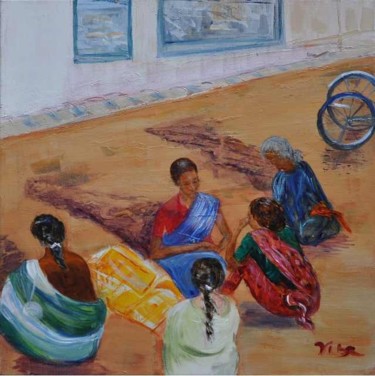 Peinture intitulée "Echange indien" par Viba, Œuvre d'art originale