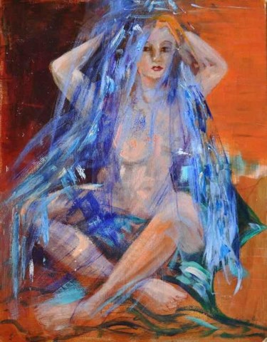 Peinture intitulée "femme voilée" par Viba, Œuvre d'art originale