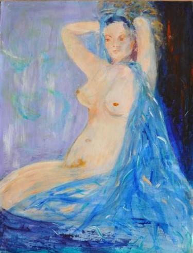 Peinture intitulée "nu bleu" par Viba, Œuvre d'art originale