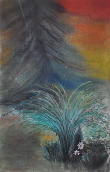 Painting titled "conifère" by Viba, Original Artwork