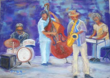 Painting titled "Jazz in blue" by Viba, Original Artwork