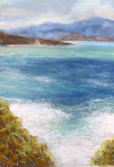 Painting titled "Ecume sur la costa-…" by Viba, Original Artwork, Pastel