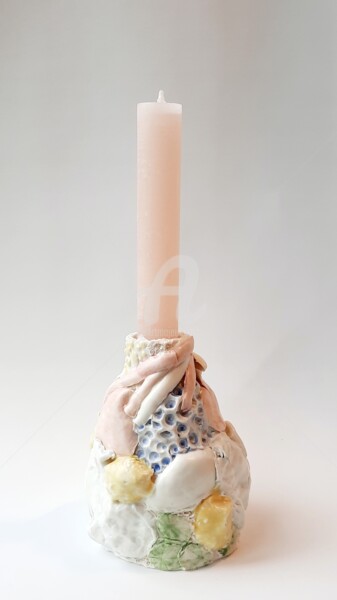 Design intitulée "Bougeoir coquillages" par Viviane Thelen, Œuvre d'art originale, Céramique