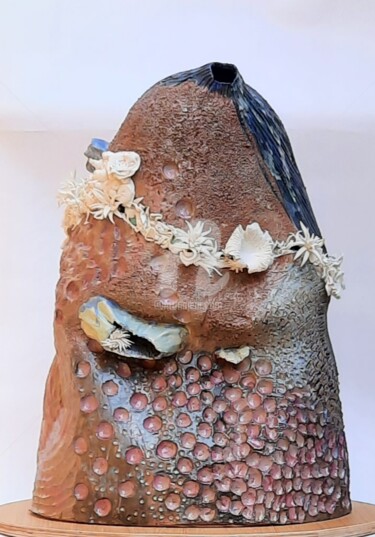 Sculpture titled "Rocher et Coraux sa…" by Viviane Thelen, Original Artwork, Ceramics