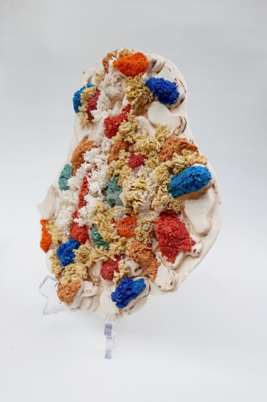 Sculpture titled "Couleurs perdues 2" by Viviane Thelen, Original Artwork, Clay