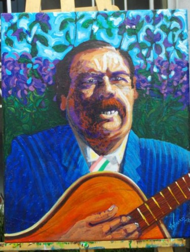Painting titled "Guanajuato's Singer" by Viviano, Original Artwork, Oil