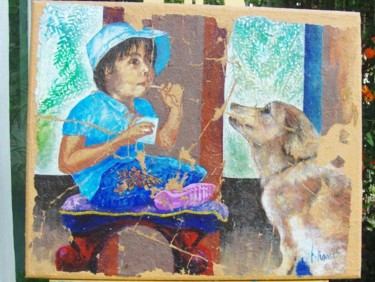 Painting titled "Rachel and Dolly" by Viviano, Original Artwork, Oil