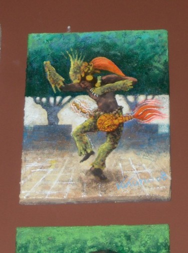 Painting titled "Jaguar Dancer Greet…" by Viviano, Original Artwork, Oil