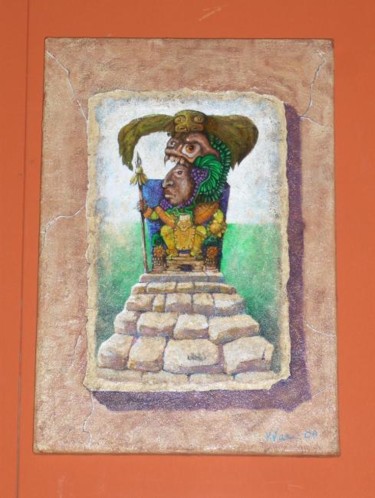Painting titled "Ruler Tikal A.D." by Viviano, Original Artwork, Other