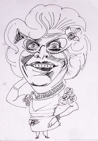 Drawing titled "Dame Edna Barrie Hu…" by Viviano, Original Artwork