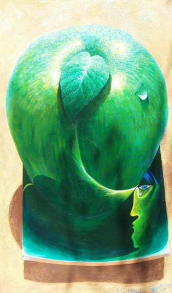 Painting titled "Adam's Apple" by Viviano, Original Artwork, Oil