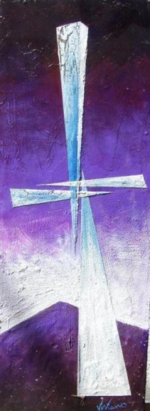Painting titled "Cross in blue" by Viviano, Original Artwork