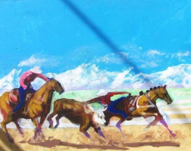 Painting titled "Rodeo cowcatchers" by Viviano, Original Artwork, Oil