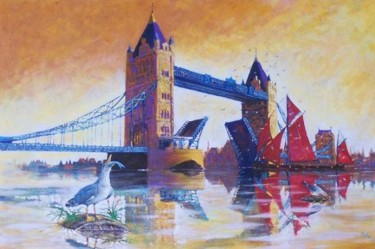 Painting titled "London's Tower Brid…" by Viviano, Original Artwork, Oil
