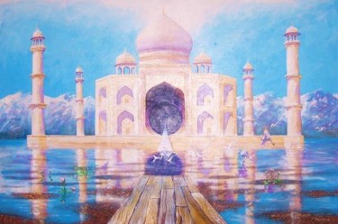 Painting titled "Taj Mahal." by Viviano, Original Artwork, Oil