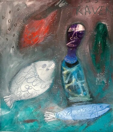 Malerei mit dem Titel "TRAVERSE / CLANDEST…" von Vivien Tapsoba, Original-Kunstwerk, Acryl