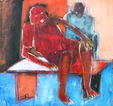 Painting titled "causerie" by Vivien Tapsoba, Original Artwork, Oil