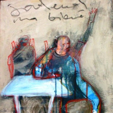 Pintura intitulada "j'atend ma bierre" por Vivien Tapsoba, Obras de arte originais, Óleo