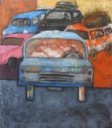 Peinture intitulée "taxi woro woro" par Vivien Tapsoba, Œuvre d'art originale, Acrylique Monté sur Châssis en bois