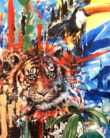 Painting titled "Eye of the tyger" by Vivien Leseur, Original Artwork, Acrylic
