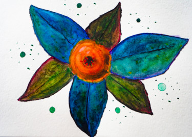 Ζωγραφική με τίτλο "Cosmic flower drawi…" από Anton Vivchar, Αυθεντικά έργα τέχνης, Ακουαρέλα
