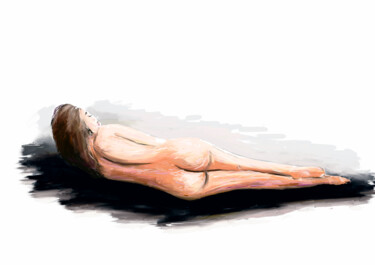 Digital Arts titled "Naked girl lying on…" by Anton Vivchar, Original Artwork, Digital Painting