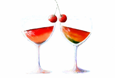 Digital Arts titled "Two cocktails" by Anton Vivchar, Original Artwork, Digital Painting