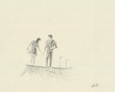 Digital Arts με τίτλο "Man and woman walki…" από Anton Vivchar, Αυθεντικά έργα τέχνης, Ψηφιακή ζωγραφική