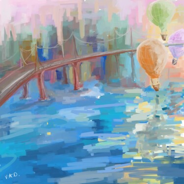 Цифровое искусство под названием "Bridge to Summer" - Anton Vivchar, Подлинное произведение искусства, Цифровая живопись