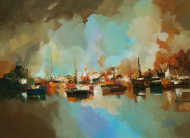Painting titled "4850 The port of th…" by Vivo Andres, Original Artwork, Oil