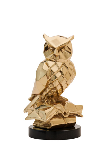 Sculpture titled "Owl" by Vizuri, Original Artwork, Casting Mounted on Stone