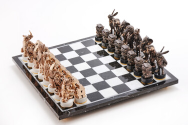 "CHESS Sharks of Bus…" başlıklı Heykel Vizuri tarafından, Orijinal sanat, Bronz Taş üzerine monte edilmiş