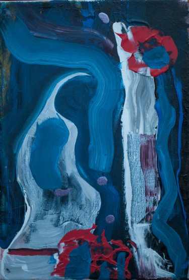 Картина под названием "blue-red-abstrakt.j…" - Elena Maryashina, Подлинное произведение искусства, Акрил