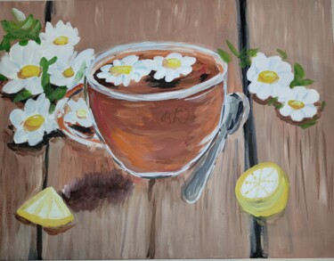 Peinture intitulée "Чаепитие, на холсте…" par Vkavtor, Œuvre d'art originale, Acrylique