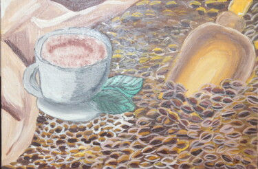 Peinture intitulée "Кофе, на холсте 20х…" par Vkavtor, Œuvre d'art originale, Acrylique