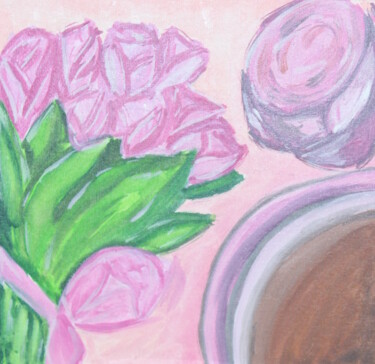 Pintura intitulada "Тюльпаны, на холсте…" por Vkavtor, Obras de arte originais, Acrílico