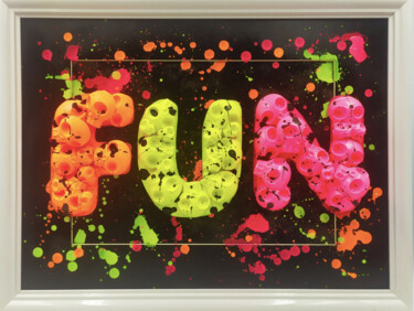 Schilderij getiteld "Fun Heart" door Vl, Origineel Kunstwerk, Acryl Gemonteerd op Houten paneel