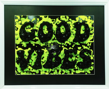 Painting titled "Good Vibes Skull" by Vl, Original Artwork, Acrylic Mounted on Wood Panel