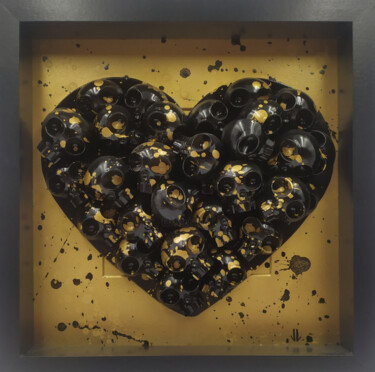 Картина под названием "Mickey Skull Gold" - Vl, Подлинное произведение искусства, Акрил Установлен на Деревянная панель