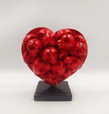 Escultura titulada "Heart Skull - rouge" por Vl, Obra de arte original, Resina