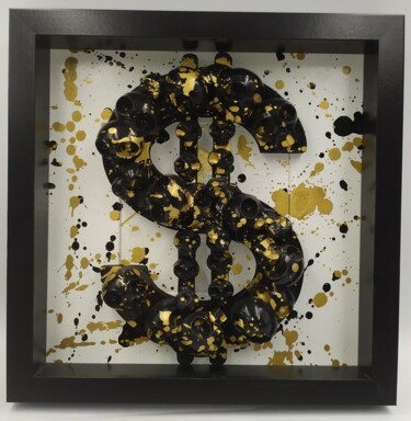 Sculpture titled "DOLLARSKULL" by Vl, Original Artwork, Plaster