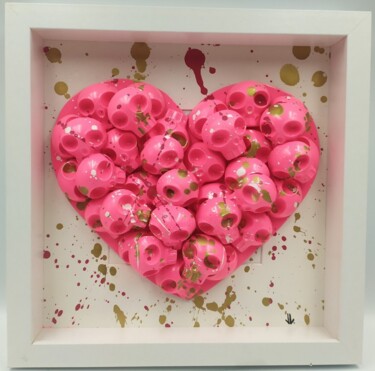 "HEARTSKULL PINK" başlıklı Heykel Vl tarafından, Orijinal sanat, Ahşap