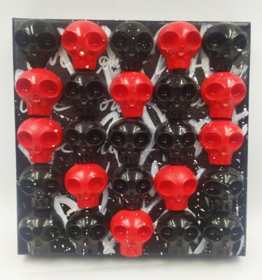 Sculpture intitulée "Love en rouge et no…" par Vl, Œuvre d'art originale, Résine