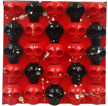 Γλυπτική με τίτλο "HEARTSKULL RED AND…" από Vl, Αυθεντικά έργα τέχνης, Ρητίνη