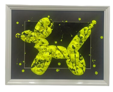 Γλυπτική με τίτλο "KOONSSKULL yellow" από Vl, Αυθεντικά έργα τέχνης, Ξύλο
